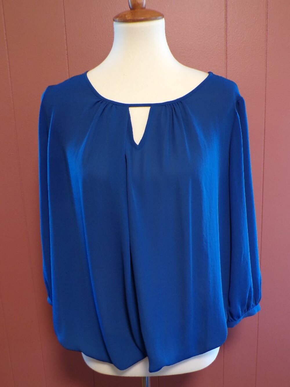 ANN TAYLOR Woman's Royal Blue 3/4 Sleeve Blouse Small